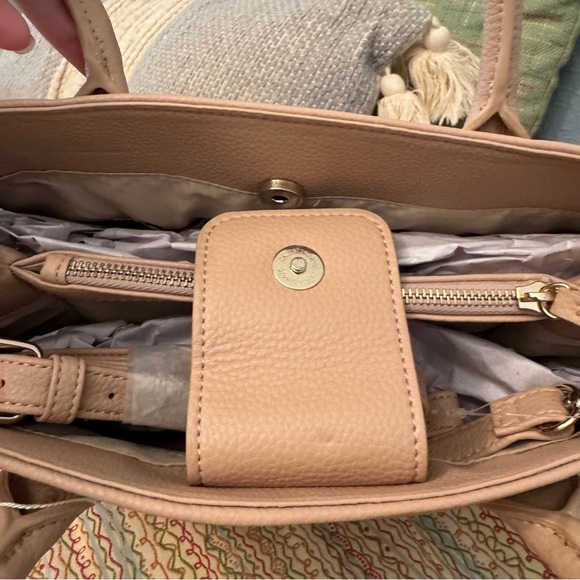 NWT New York and Company Stylish Nude Satchel has short and long straps - Picture 5 of 14